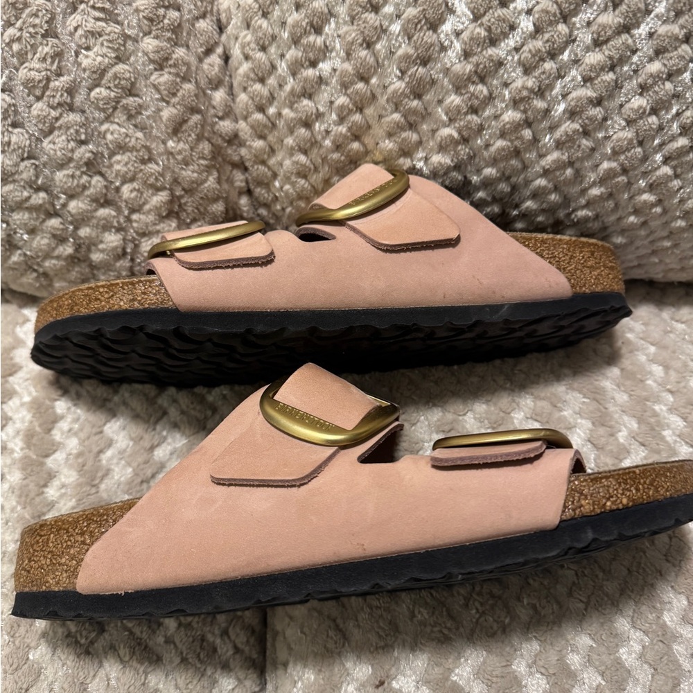 Birkenstock Blush Sandals with Gold Buckles - Picture 5 of 5